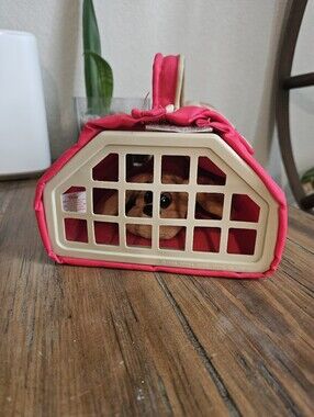 Plush Puppy in Pink Travel Carrier - Kids Stuffed Animal